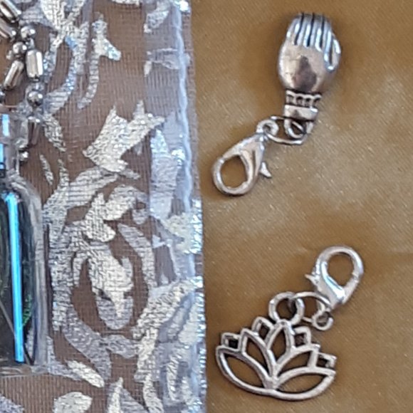 Peacock Feather Glass Bottle Necklace Buddha Hand Lotus Dream Zip Pull Handmade - Picture 13 of 15